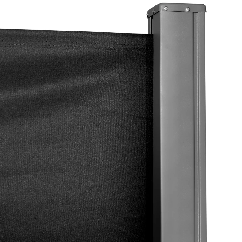 Outsunny 118" x 71" Outdoor Folding Privacy Screen Retractable Side Awning Patio with Resistance to UV Rays and Wind Black
