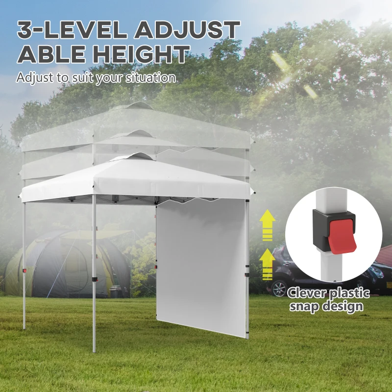 Outsunny 8 x 8 Pop Up Canopy with 1 Sidewall, Carry Bag and 4 Sand Bags, Height Adjustable Instant Sun Shelter, White