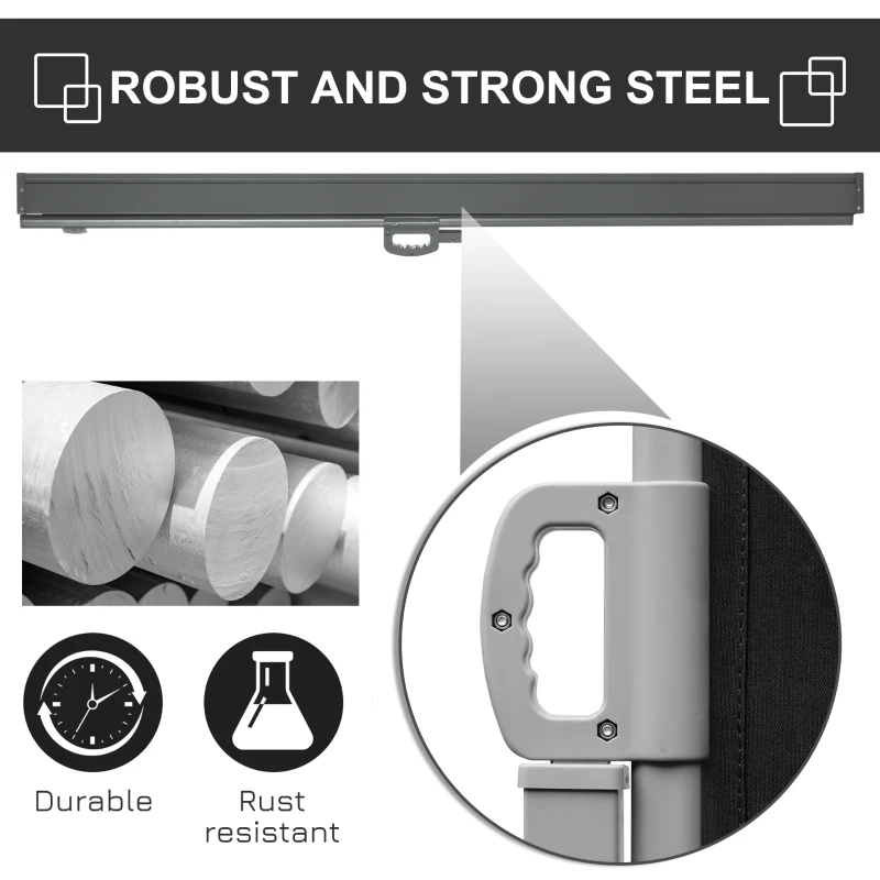 Outsunny 118" x 71" Outdoor Folding Privacy Screen Retractable Side Awning Patio with Resistance to UV Rays and Wind Black