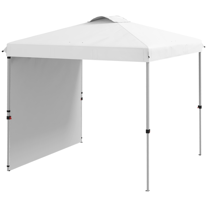 Outsunny 8 x 8 Pop Up Canopy with 1 Sidewall, Carry Bag and 4 Sand Bags, Height Adjustable Instant Sun Shelter, White