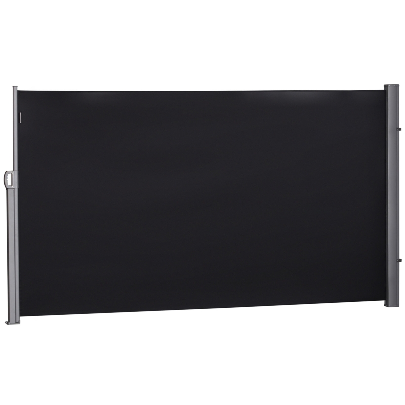 Outsunny 118" x 71" Outdoor Folding Privacy Screen Retractable Side Awning Patio with Resistance to UV Rays and Wind Black