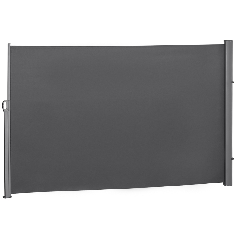 Outsunny 118" x 71" Outdoor Folding Privacy Screen Retractable Side Awning Patio with Resistance to UV Rays and Wind Grey
