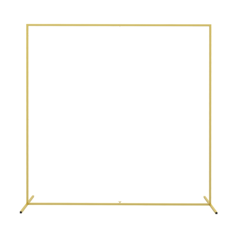 Outsunny 6.6 x 6.6FT Gold Backdrop Stand, Square Metal Wedding Arch for Birthday Party, Bridal Shower, Graduation, Ceremony