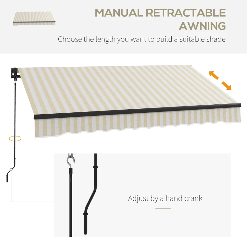 Outsunny 8' x 6.5' Retractable Awning, 280gsm UV Resistant Sunshade Shelter for Deck, Balcony, Yard, Beige and White