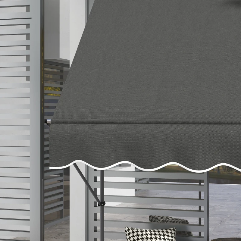 Outsunny 5' x 4' Manual Retractable Awning, Non-Screw Patio Awning, UV Resistant, for Window or Door, Dark Gray