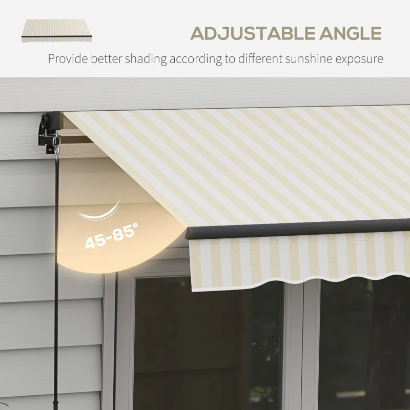 Outsunny 8' x 6.5' Retractable Awning, 280gsm UV Resistant Sunshade Shelter for Deck, Balcony, Yard, Beige and White
