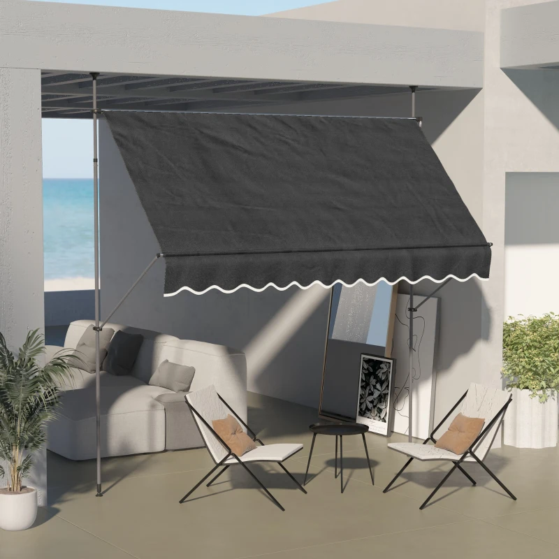 Outsunny 10' x 4' Manual Retractable Awning, Non-Screw Patio Awning, UV Resistant, for Window or Door, Black