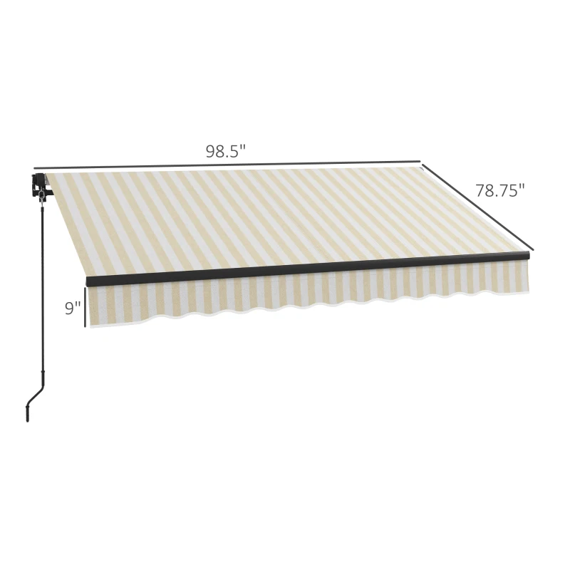 Outsunny 8' x 6.5' Retractable Awning, 280gsm UV Resistant Sunshade Shelter for Deck, Balcony, Yard, Beige and White
