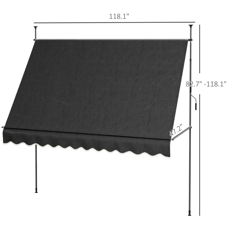 Outsunny 10' x 4' Manual Retractable Awning, Non-Screw Patio Awning, UV Resistant, for Window or Door, Black