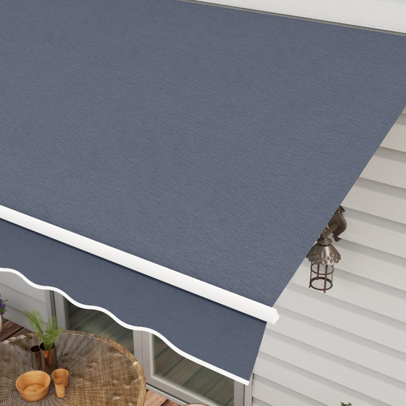 Outsunny 12' x 8' Patio Awning, Canopy Retractable Sun Shade Shelter w/ Manual Crank Handle for Deck, Yard, Dark Gray