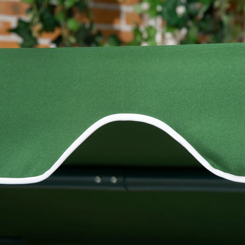 Outsunny 3-Seater Outdoor Porch Swing with Adjustable Canopy, Patio Swing Chair for Garden, Poolside, Backyard, Green and White