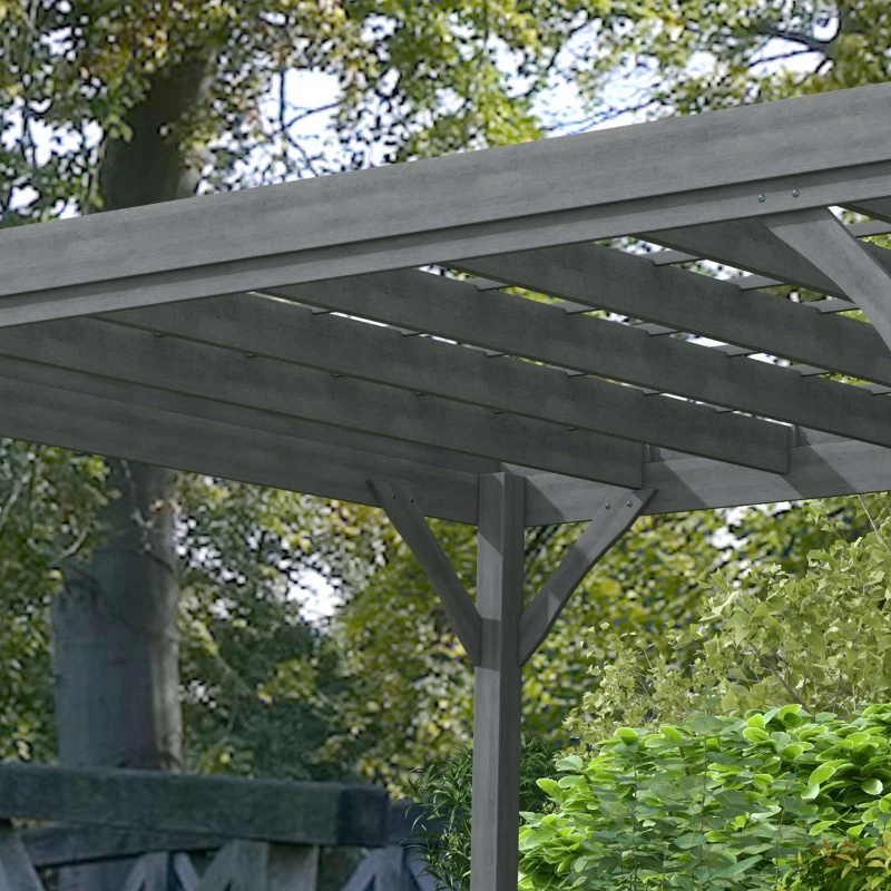 Outsunny 10' x 12' Outdoor Wooden Pergola, Grape Vine Gazebo with Concrete Anchors for Garden, Patio, Backyard, Deck, Gray