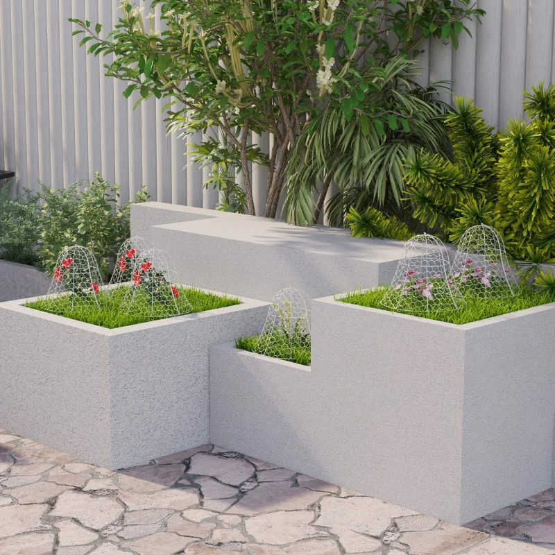 Outsunny Garden Chicken Wire Cloche, 16"x13" Stackable Metal Crop Cages, 6-Pack Plant Protectors to Keep Animals Out, White