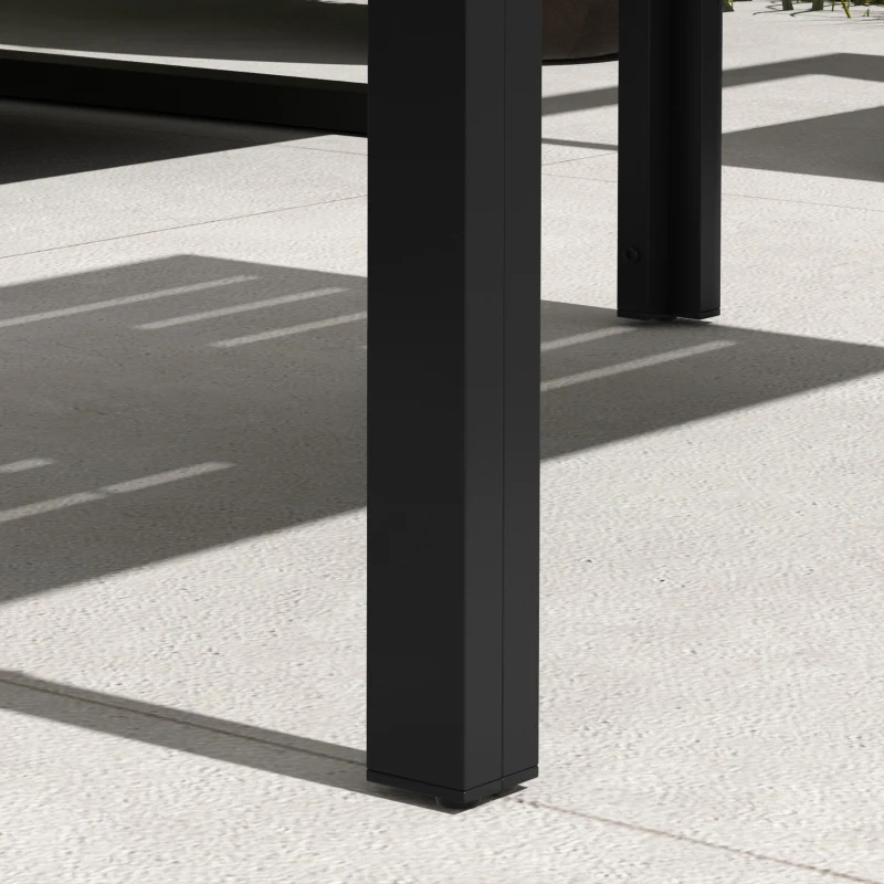 Outsunny Outdoor Coffee Table, Rectangular Patio Side Table with Steel Frame and Slat Tabletop for Garden, Balcony, Black