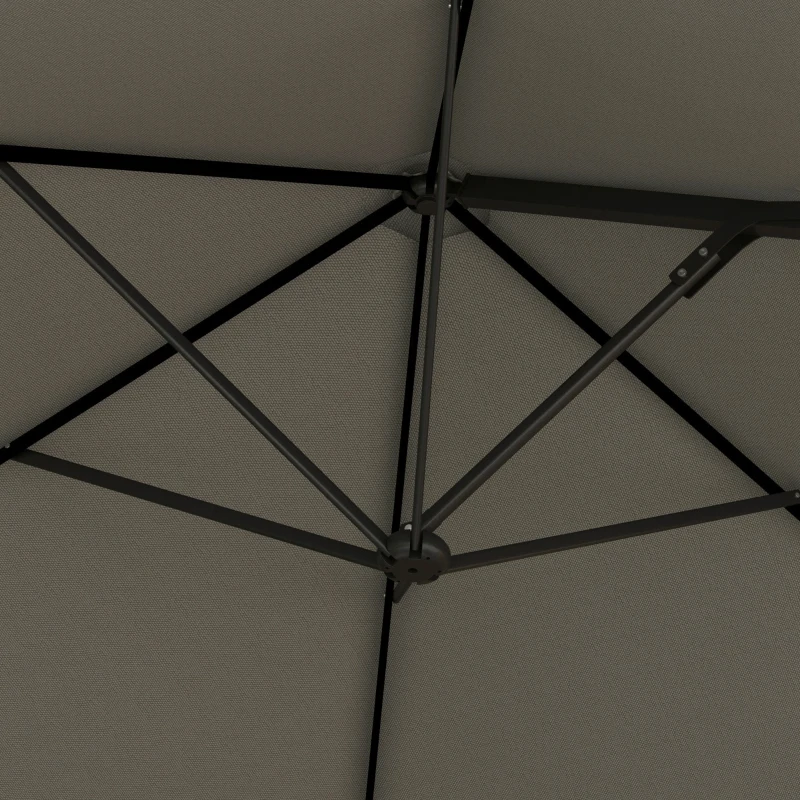 Outsunny 8.5FT Outdoor Cantilever Roma Parasol with 360° Rotation and Cross Base, Offset Patio Umbrella for Garden, Light Grey