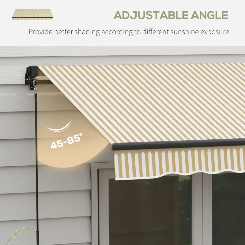 Outsunny 12' x 10' Retractable Awning, 280gsm UV Resistant Sunshade Shelter for Deck, Balcony, Yard, Beige and White