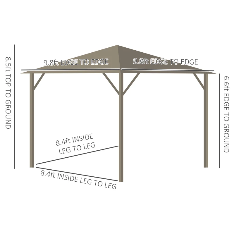 Outsunny 10' x 10' Hardtop Gazebo Canopy, Permanent Pavilion with Hook, Curtains, Aluminum Frame for Patio, Garden, Dark Brown
