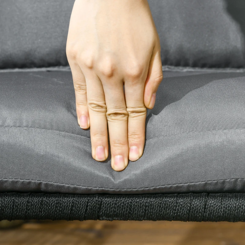 Outsunny Outdoor Dining Chairs Set of 2 Boho Rope Woven Patio Chairs with Cushions for Balcony, Lawn, Garden, Indoor, Dark Grey