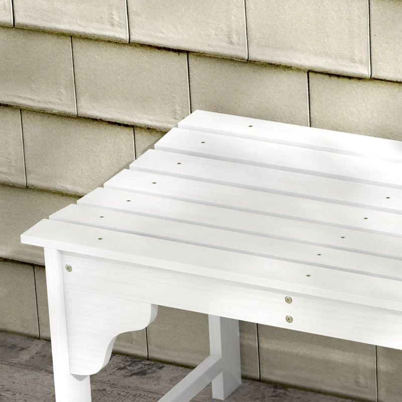 Outsunny Slatted Wooden Garden Bench, Curved Seat Front Porch Bench, White