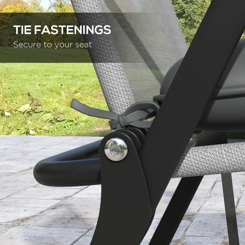 Outsunny 6-Piece Seat Cushion Replacement, Outdoor Patio Chair Cushions Set with Ties, Button Tufted, Charcoal Grey