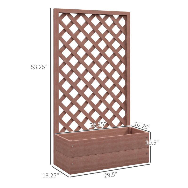 Outsunny Trellis Planter Box for Climbing Plants, Raised Garden Bed w/ Trellis Lattice for Outdoor Garden, Backyard, Brown