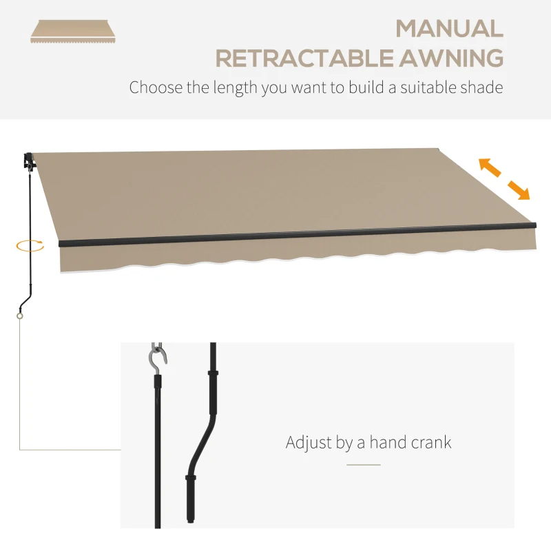 Outsunny 13' x 10' Retractable Awning, 280gsm UV Resistant Sunshade Shelter for Deck, Balcony, Yard, Beige(m-4)
