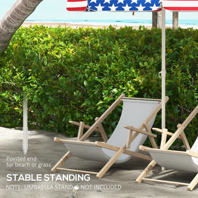 Outsunny 5.7' American Flag Beach Umbrella, Portable Outdoor Sunshade with Tilt & Vented Canopy - Patriotic Design for Beach Days
