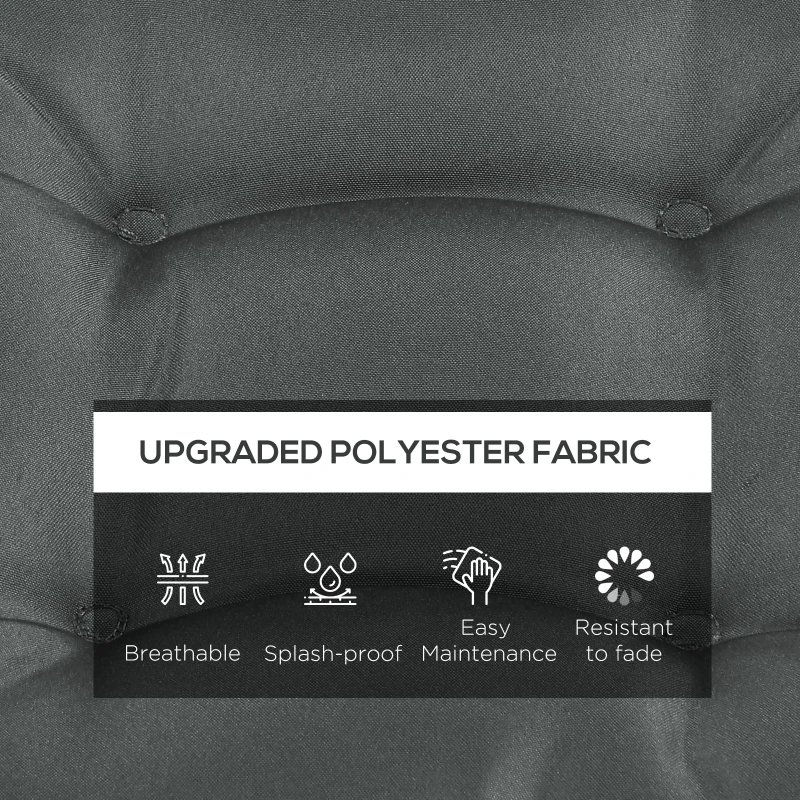 Outsunny 6-Piece Seat Cushion Replacement, Outdoor Patio Chair Cushions Set with Ties, Button Tufted, Charcoal Grey