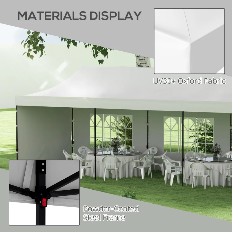 Outsunny 9.5' x 28' Pop Up Canopy Tent, Instant Tent for Parties, Height Adjustable, with Carry Bag and Sand Bags