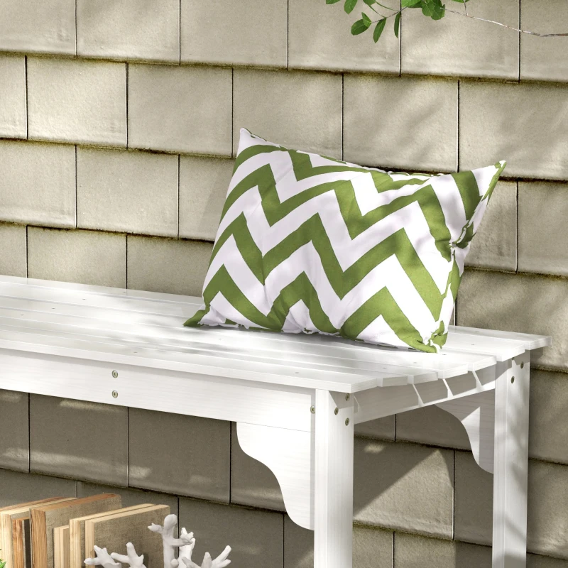 Outsunny Slatted Wooden Garden Bench, Curved Seat Front Porch Bench, White