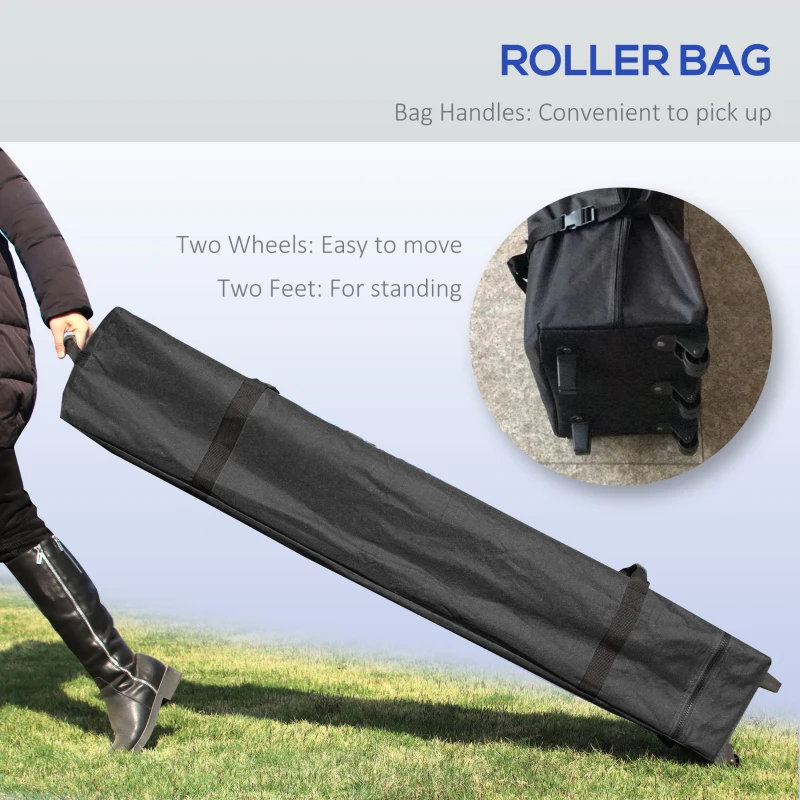 Outsunny 10x10FT Pop Up Canopy with 1-Button Push, Wheeled Bag, Stakes, Ropes, Sandbags, Height Adjustable Instant Sun Shelter