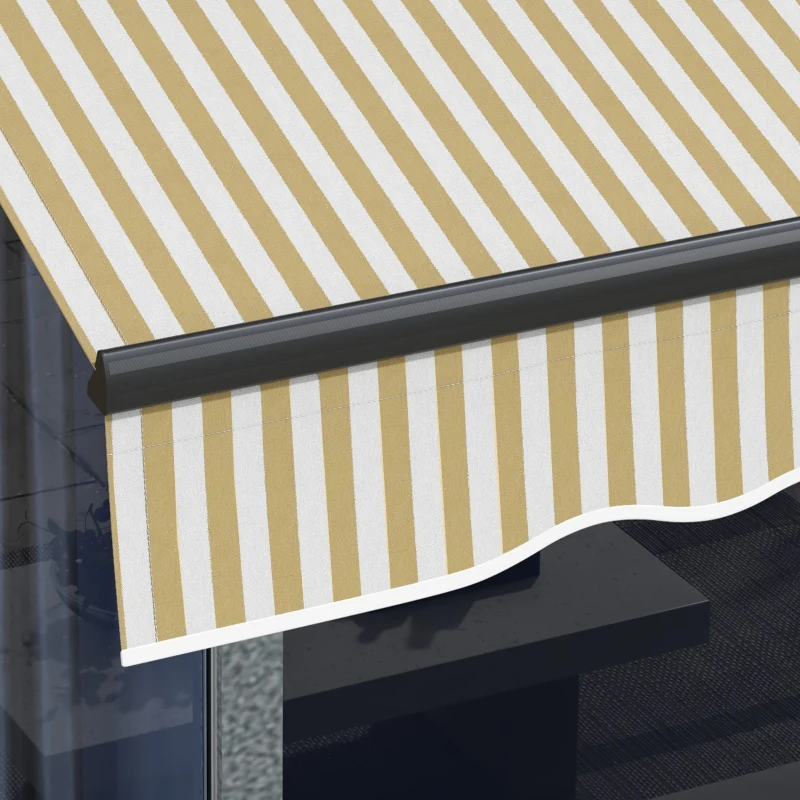 Outsunny 12' x 10' Retractable Awning, 280gsm UV Resistant Sunshade Shelter for Deck, Balcony, Yard, Beige and White