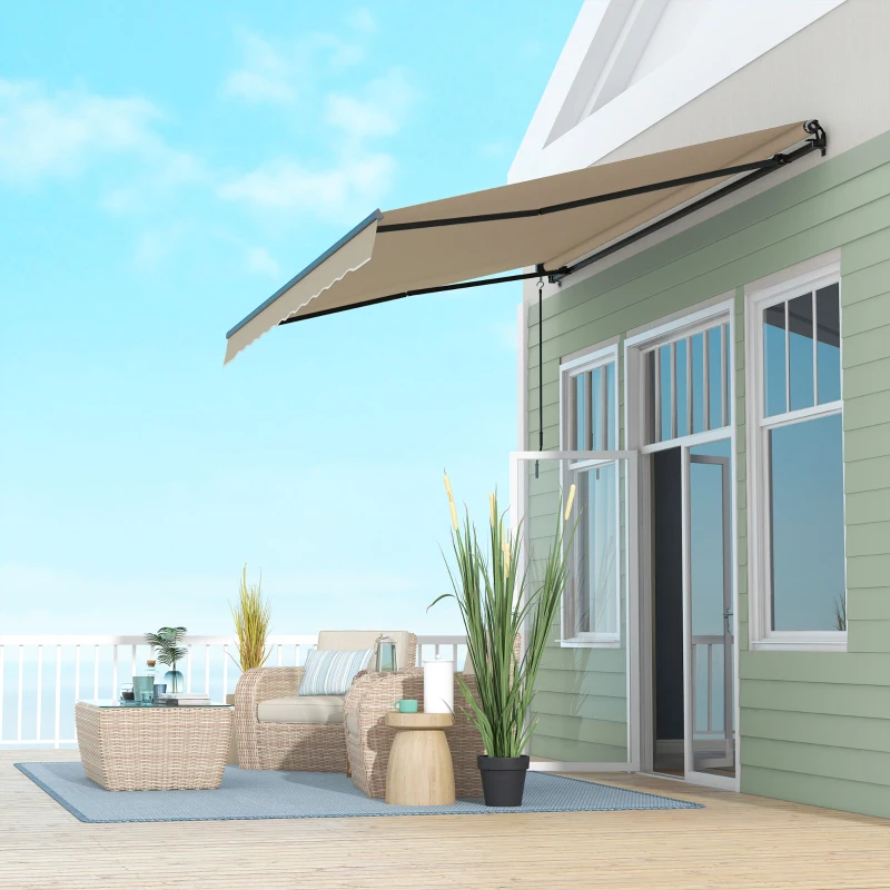 Outsunny 13' x 10' Retractable Awning, 280gsm UV Resistant Sunshade Shelter for Deck, Balcony, Yard, Beige(m-9)