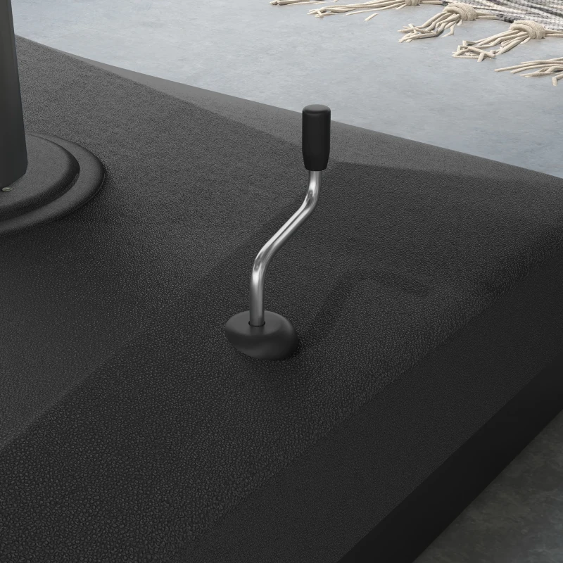 Outsunny Cantilever Umbrella Base with Liftable Wheel, Heavy Duty Fillable Umbrella Stand with Adjustable Foot Pads