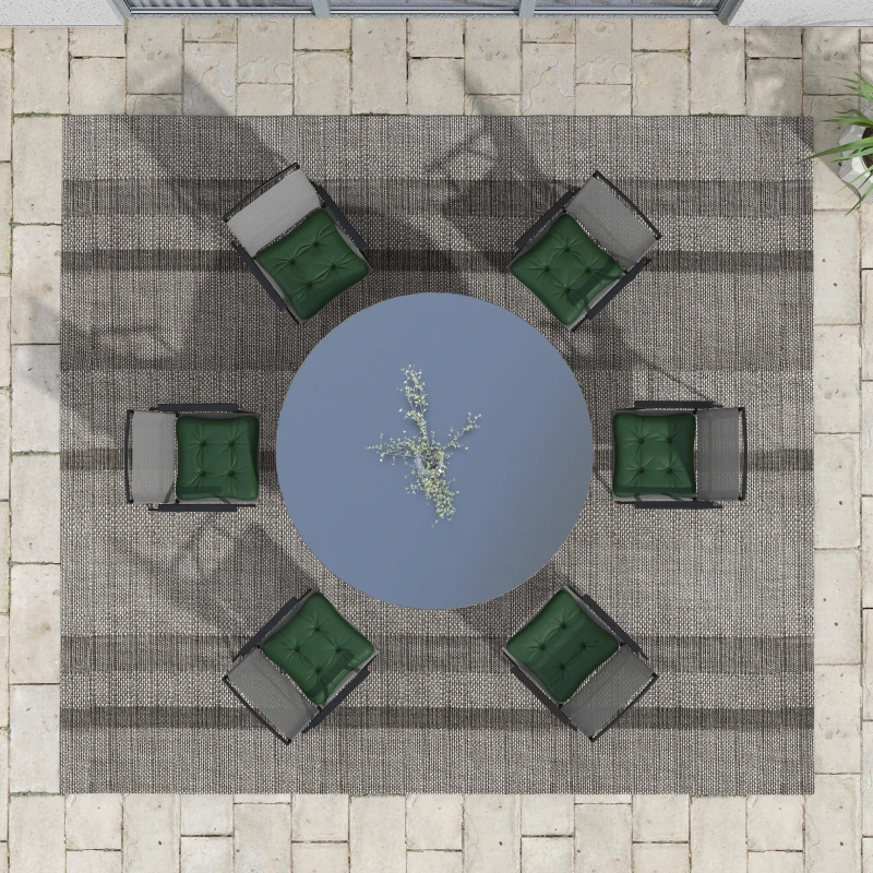 Outsunny 6-Piece Seat Cushion Replacement, Outdoor Patio Chair Cushions Set with Ties, Button Tufted, Dark Green