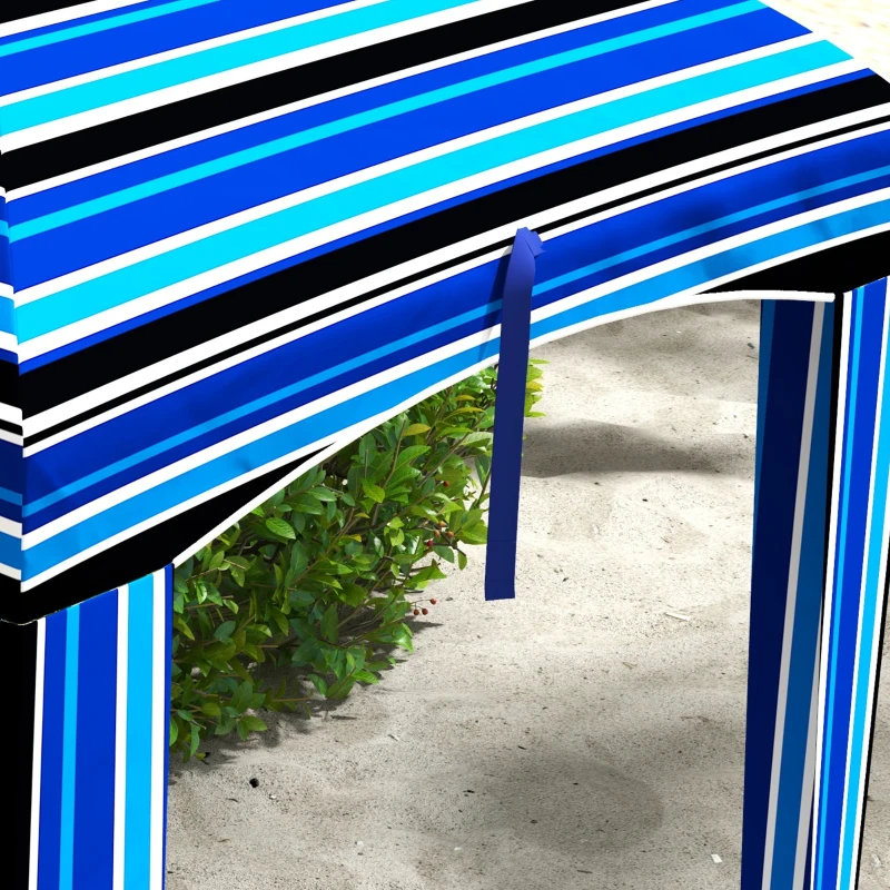 Outsunny 5.8' x 5.8' Cabana Umbrella with Walls, Vents, Ruffles, Carry Bag, Beach Umbrella, Blue Stripe