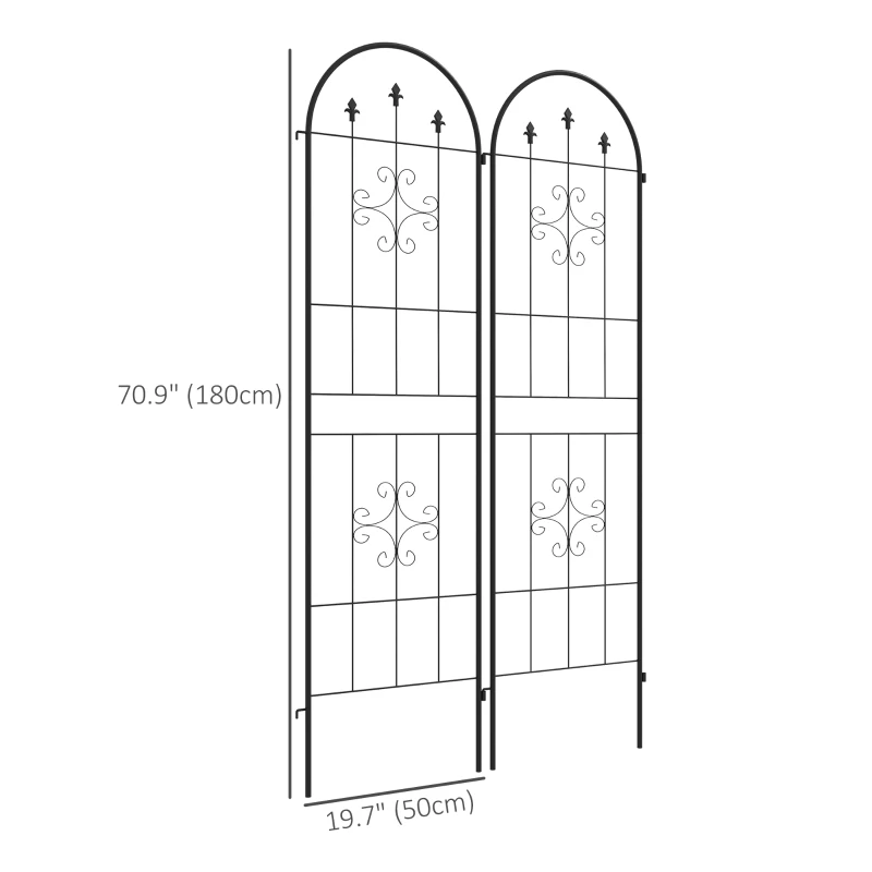 Outsunny Metal Trellis Set of 6, Garden Trellis for Climbing Plants Support Frames, Arrow Design