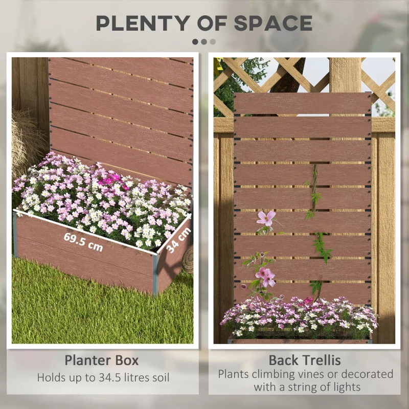 Outsunny Trellis Planter for Climbing Plants, Raised Garden Bed with Trellis, Planter Box for Outdoor, 28.25" x 15" x 59", Brown