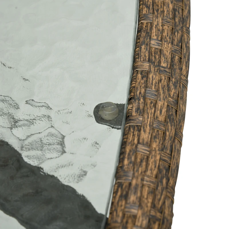 Outsunny 34" Square Outdoor Dining Table, Patio Table with Umbrella Hole, Water-Grain Glass Top Coffee Table for Balcony, Poolside, Dark Brown