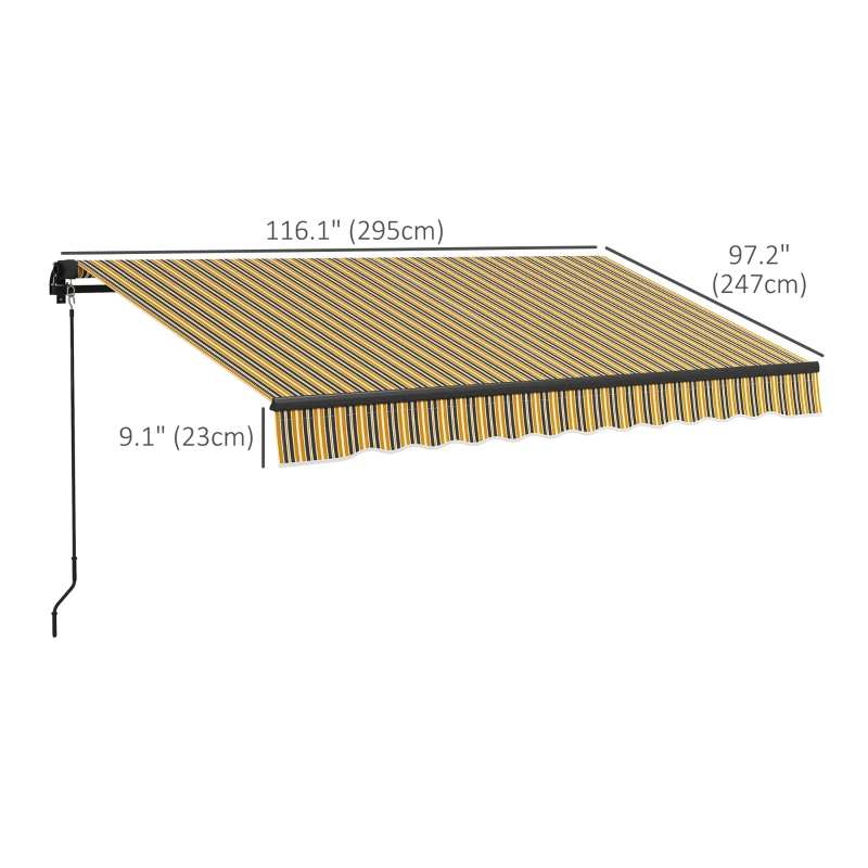 Outsunny 10' x 8' Retractable Awning, 280 GSM UV Resistant Sunshade Shelter for Deck, Balcony, Yard, Amber and Dark Grey