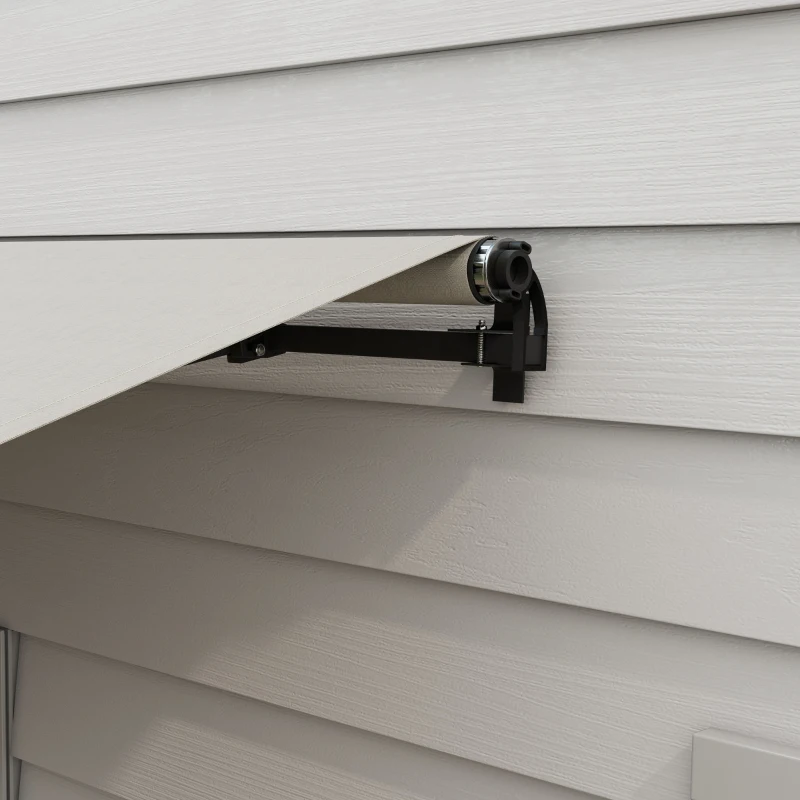 Outsunny 12' x 10' Retractable Awning, 280gsm UV Resistant Sunshade Shelter, for Deck, Balcony, Yard, Light Grey