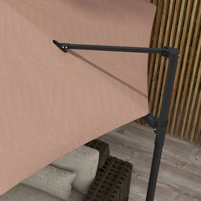 Outsunny 9.5'x8.5' Cantilever Umbrella with Solar Powered LED Lights, Rectangle Hanging Offset Umbrella with 360°Rotation