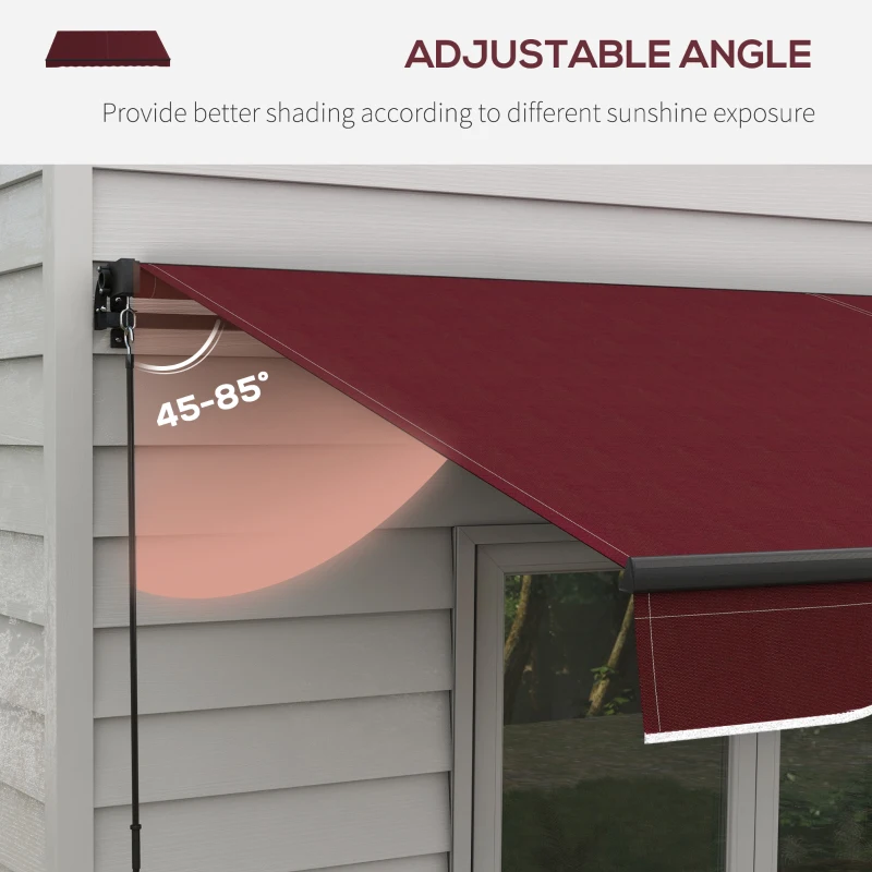 Outsunny 12' x 10' Retractable Awning, 280gsm UV Resistant Sunshade Shelter, for Deck, Balcony, Yard, Wine Red