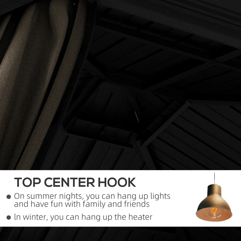 Outsunny 10' x 10' Hardtop Gazebo, Pavilion Gazebo with Curtains, Nettings, Aluminum Frame, Hooks, for Garden, Patio, Dark Brown