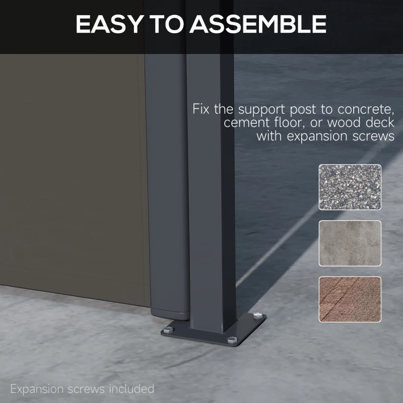 Outsunny 13' x 6' Retractable Side Awning, Outdoor Privacy Screen for Garden, Hot Tub, Balcony, Terrace, Pool, Dark Grey