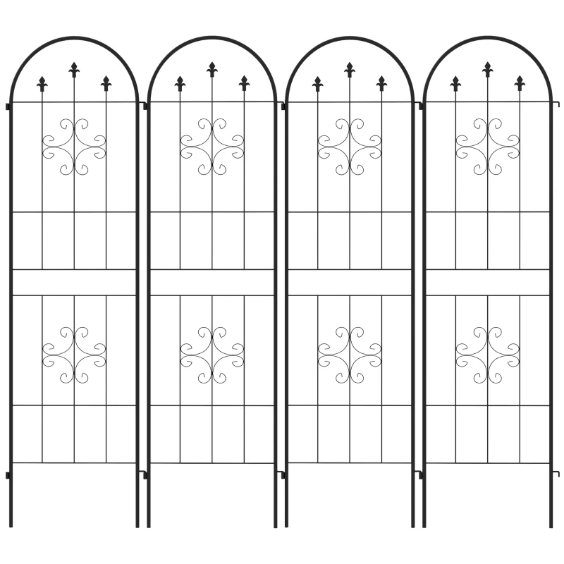 Outsunny Metal Trellis Set of 4, Garden Trellis for Climbing Plants Support Frames, Arrow Design