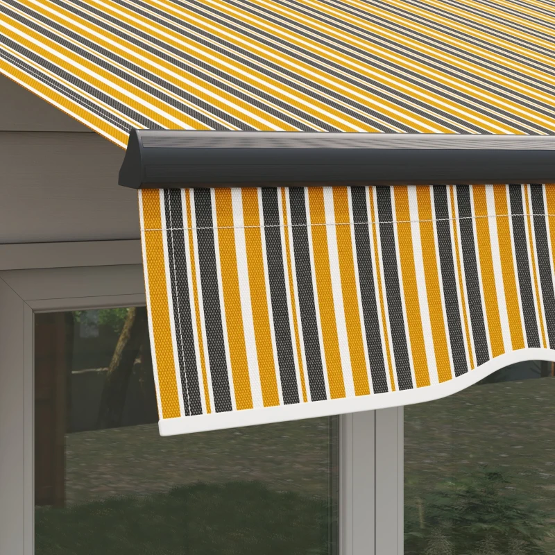 Outsunny 10' x 8' Retractable Awning, 280 GSM UV Resistant Sunshade Shelter for Deck, Balcony, Yard, Amber and Dark Grey