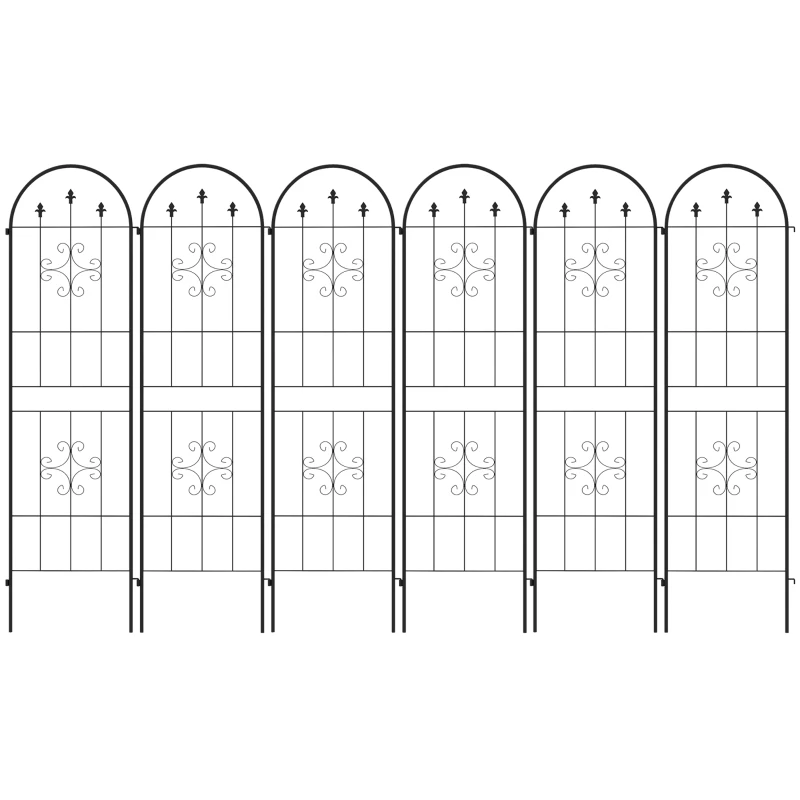 Outsunny Metal Trellis Set of 6, Garden Trellis for Climbing Plants Support Frames, Arrow Design
