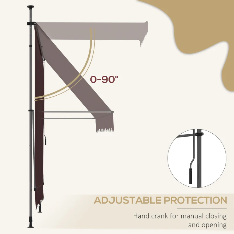 Outsunny 10' x 3' Manual Retractable Awning, Non-Screw Freestanding Patio Awning, UV Resistant, for Window or Door, Wine Red