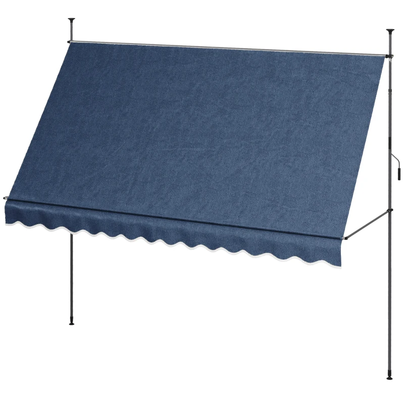 Outsunny 11.5' x 4' Manual Retractable Awning, Non-Screw Freestanding Patio Awning, UV Resistant, for Window or Door, Blue